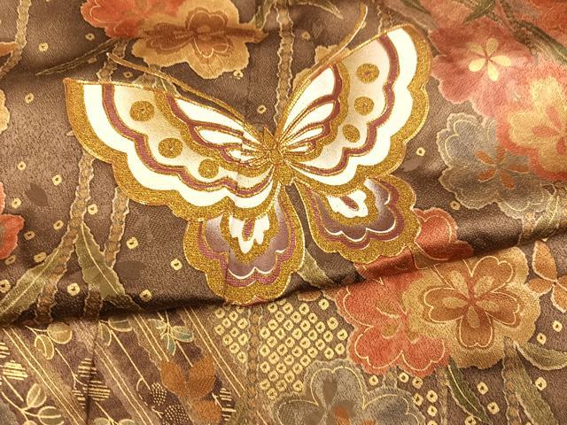 平和屋着物●豪華振袖 駒刺繍 花蝶文 暈し染め 金彩 正絹 逸品 AABN1655ph