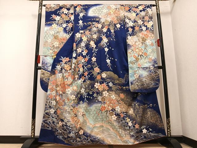 平和屋着物●豪華振袖 草花文 暈し染め 金彩 正絹 逸品 AABN1656ph