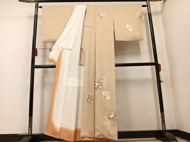 平和屋着物●訪問着 作家物 破れ色紙草花文 金彩 正絹 逸品 AABN1659ph