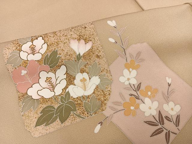 平和屋着物●訪問着 作家物 破れ色紙草花文 金彩 正絹 逸品 AABN1659ph