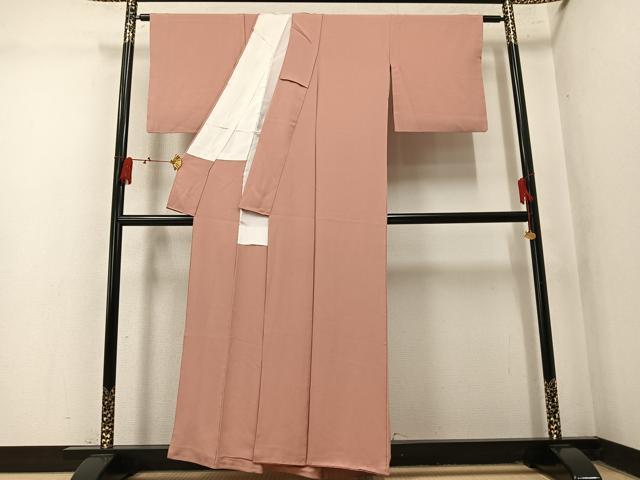 平和屋着物●上質な色無地 赤香色 正絹 逸品 AABN1662ph
