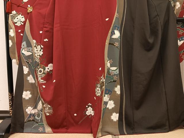 平和屋着物●豪華振袖 駒刺繍 花蝶鼓文 金彩 正絹 逸品 AABN1672ph