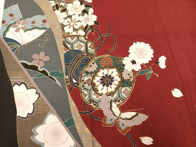 平和屋着物●豪華振袖 駒刺繍 花蝶鼓文 金彩 正絹 逸品 AABN1672ph