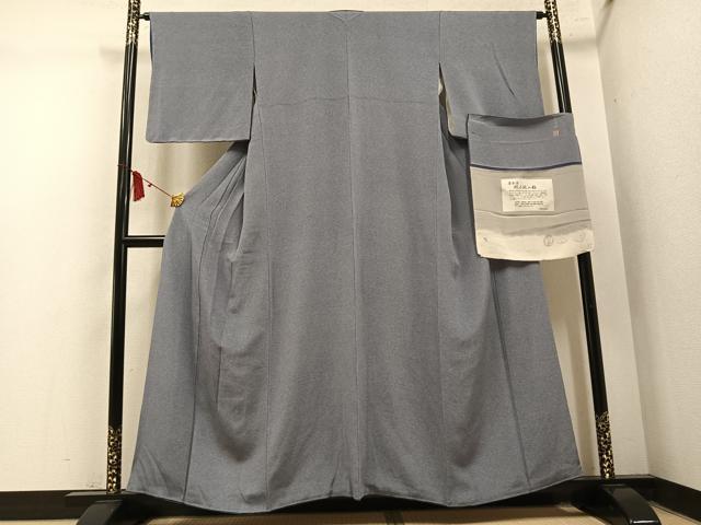 平和屋着物●江戸小紋 作家物 極小鮫小紋柄 草木染 鬼しぼ縮緬 反端付き 正絹 逸品 AABN1678ph