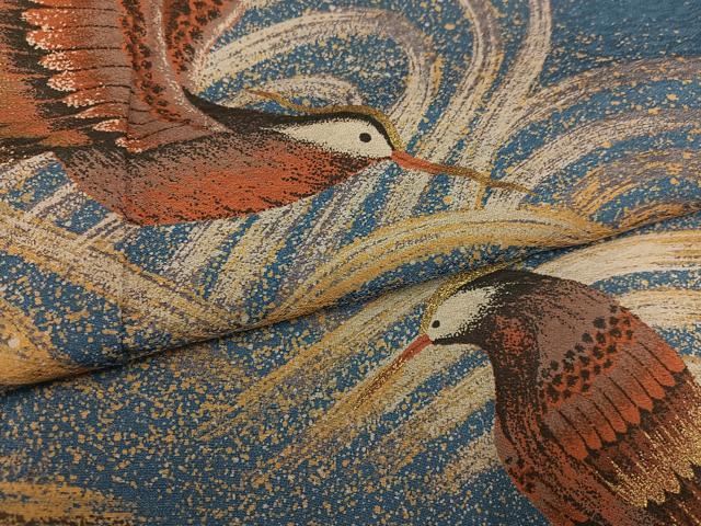 平和屋着物●ファッションデザイナー HIROKO KOSHINO コシノヒロコ 色留訪問着 群れ鳥 金彩 正絹 逸品 AABN1680ph