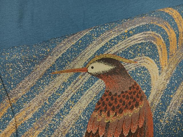 平和屋着物●ファッションデザイナー HIROKO KOSHINO コシノヒロコ 色留訪問着 群れ鳥 金彩 正絹 逸品 AABN1680ph