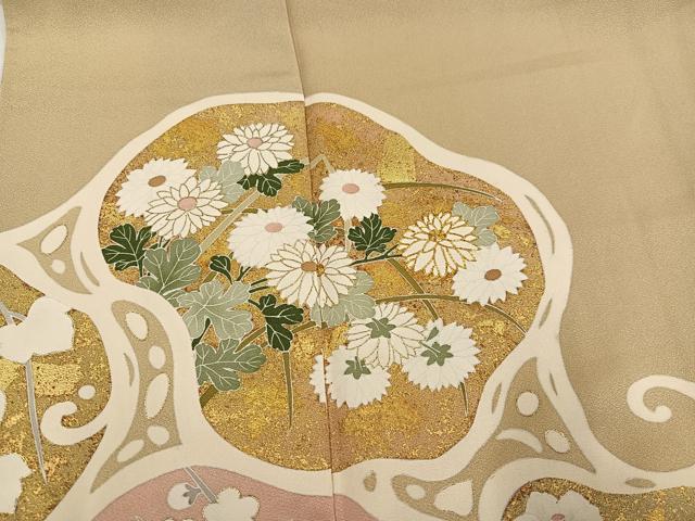 平和屋着物●訪問着 駒刺繍 草花文 金彩 正絹 逸品 AABN1682ph
