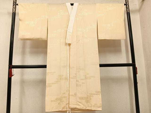 平和屋着物●長襦袢 無双仕立て 流水地紋 浅黄色 高島屋扱い 正絹 逸品 AABN1689ph