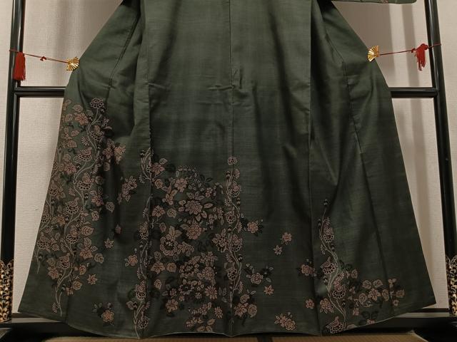 平和屋着物●本場大島紬 訪問着 9マルキ 花鳥文 三越扱い 正絹 逸品 AABN1693ph