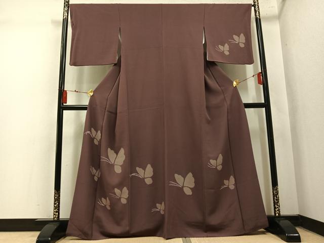 平和屋着物●訪問着 絞り 舞蝶文 正絹 逸品 AABN1702ph