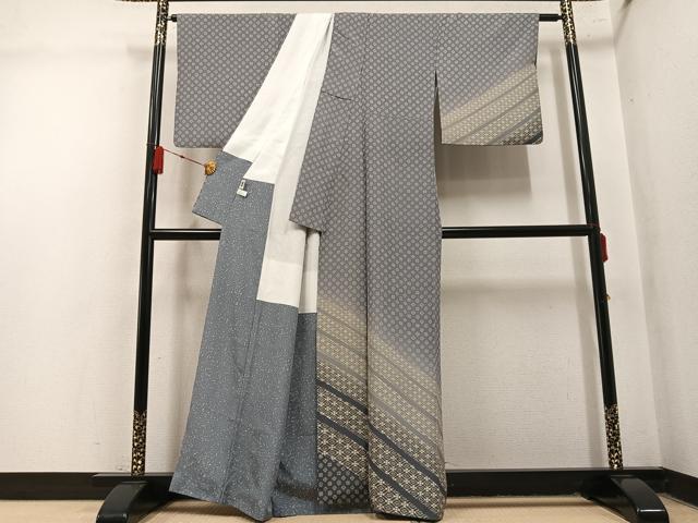 平和屋着物●石川県指定無形文化財 牛首紬 白山工房 手織り 訪問着 蜀江花文 暈し染め 正絹 逸品 AABN1713ph