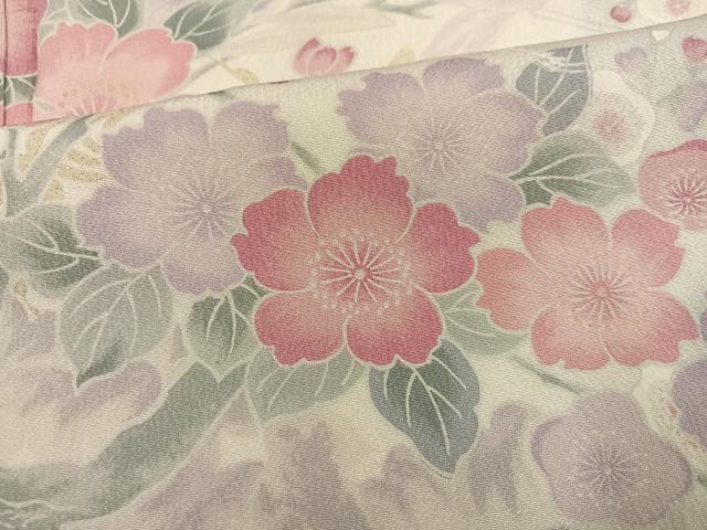 平和屋着物●訪問着 群れ鶴花文 暈し染め ラメ 正絹 逸品 AABN1725ph