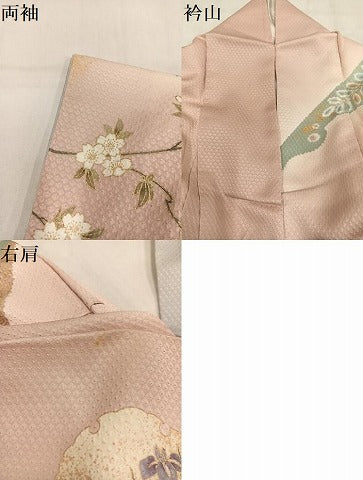 平和屋着物●訪問着 辻が花 駒刺繍 雪輪草花文 金彩 正絹 逸品 AABN1730ph