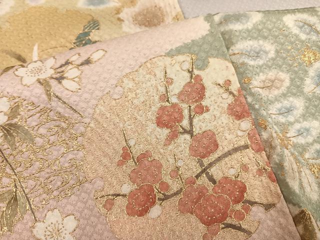 平和屋着物●訪問着 辻が花 駒刺繍 雪輪草花文 金彩 正絹 逸品 AABN1730ph