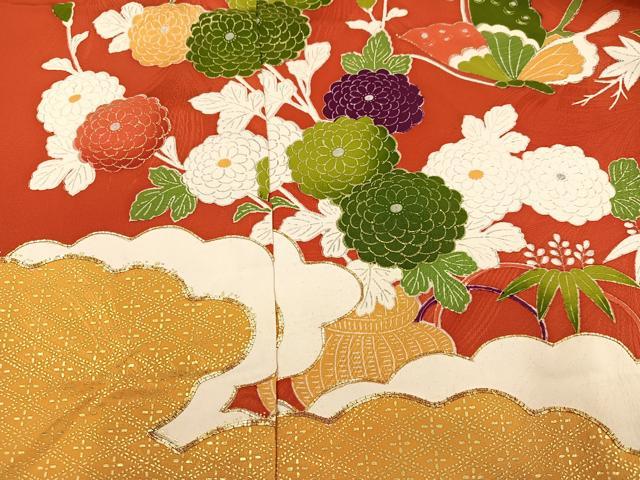 平和屋着物●豪華振袖 駒刺繍 雲重ね舞蝶文 丹後ちりめん 仮絵羽 逸品 未使用 AABN1735ph