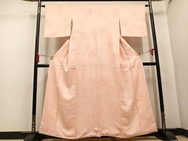 平和屋着物●上質な小紋 地紋起こし 流水花文 正絹 逸品 AABN1745ph