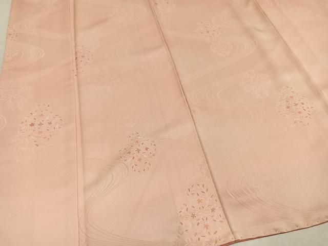 平和屋着物●上質な小紋 地紋起こし 流水花文 正絹 逸品 AABN1745ph