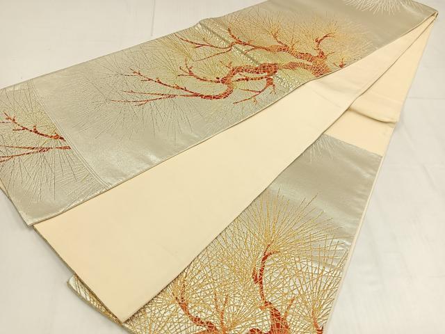 平和屋着物◎六通柄袋帯 唐織 枝松文 金銀糸 正絹 逸品 AABN1765bw