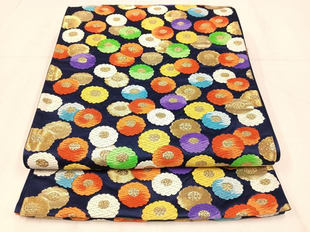 平和屋着物◎六通柄袋帯 唐織 花づくし 金糸 正絹 逸品 AABN1780bw
