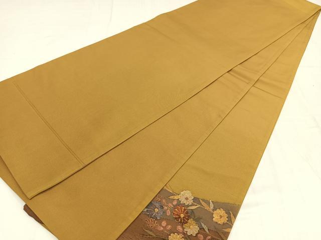 平和屋着物◎太鼓柄袋帯 すくい織 草花文 金糸 正絹 逸品 AABN1809bw