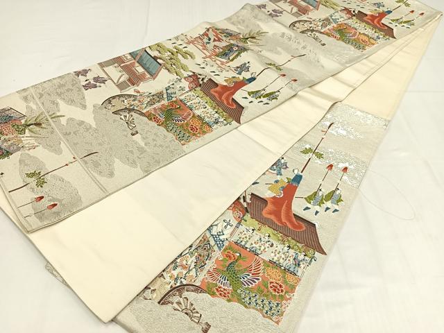 平和屋着物◎六通柄袋帯 唐織 祇園の華 銀糸 正絹 逸品 AABN1810bw
