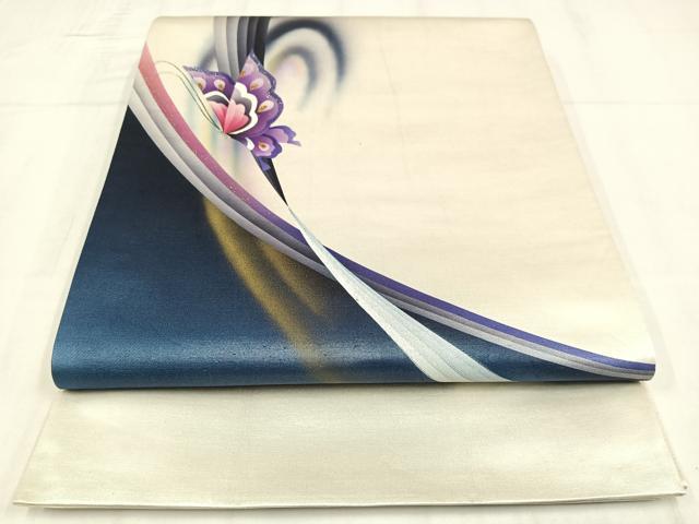 平和屋着物◎太鼓柄袋帯 舞蝶文 金銀糸 正絹 逸品 AABN1824bw