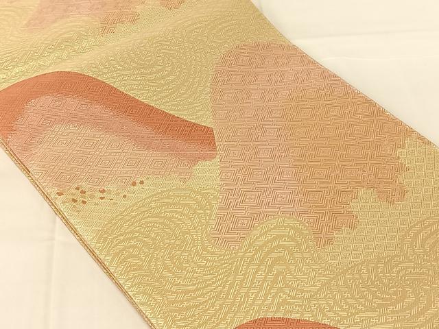 平和屋着物◎佐賀錦 両面 六通柄袋帯 重ね山文 金糸 正絹 逸品 AABN2204dk
