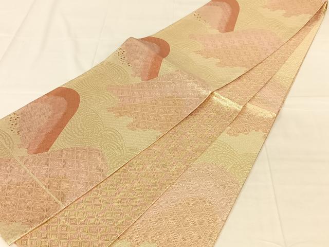 平和屋着物◎佐賀錦 両面 六通柄袋帯 重ね山文 金糸 正絹 逸品 AABN2204dk