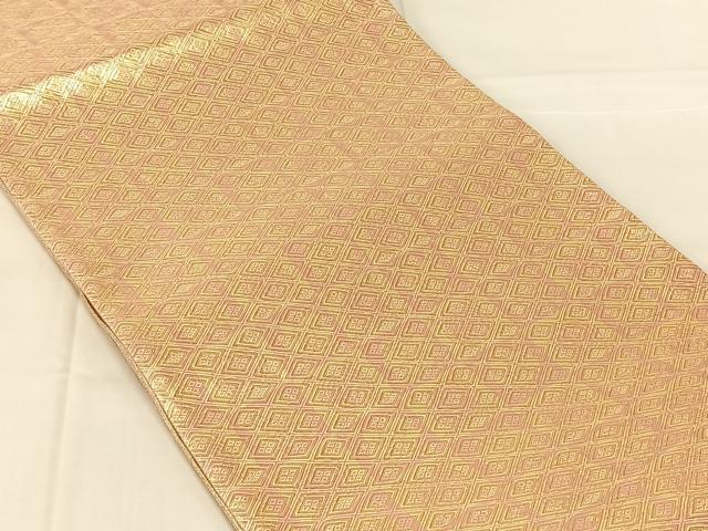 平和屋着物◎佐賀錦 両面 六通柄袋帯 重ね山文 金糸 正絹 逸品 AABN2204dk