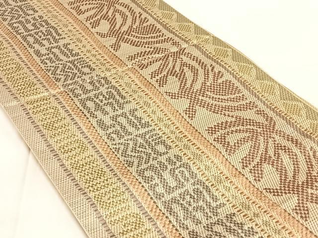 平和屋着物◎本場筑前博多織 八寸名古屋帯 幾何学間道 正絹 逸品 AABN2219dk