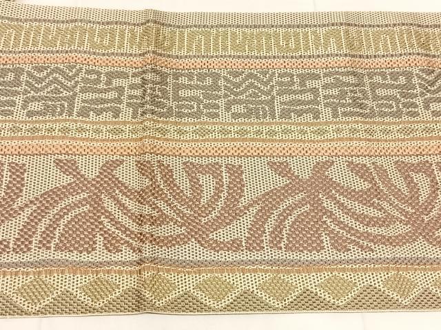 平和屋着物◎本場筑前博多織 八寸名古屋帯 幾何学間道 正絹 逸品 AABN2219dk