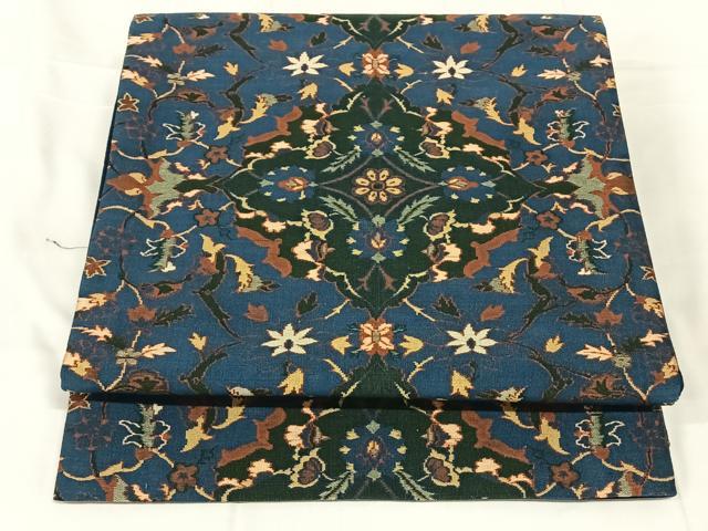 平和屋着物◎全通柄袋帯 更紗花文 正絹 逸品 AABN2225dk