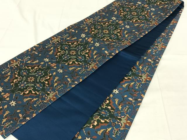 平和屋着物◎全通柄袋帯 更紗花文 正絹 逸品 AABN2225dk