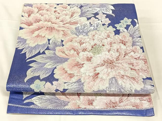 平和屋着物◎六通柄袋帯 草花文 金銀糸 正絹 逸品 AABN2226dk