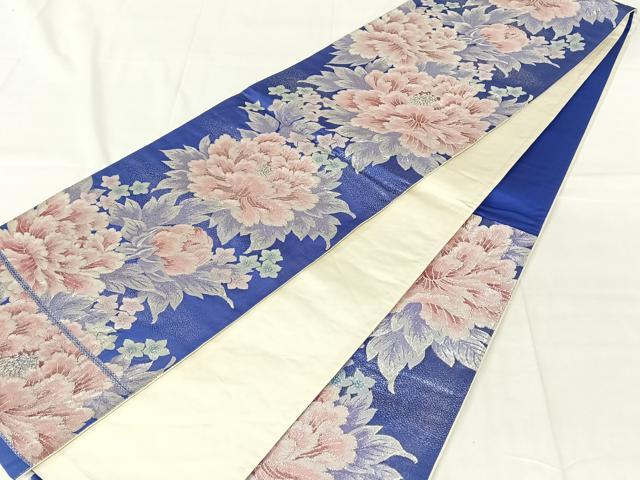 平和屋着物◎六通柄袋帯 草花文 金銀糸 正絹 逸品 AABN2226dk