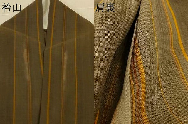 平和屋着物*夏物 本場黄八丈 夏黄八 紗紬 伝統工芸士 西條吉広 縞 証紙付き 正絹 逸品 AABN2262jd