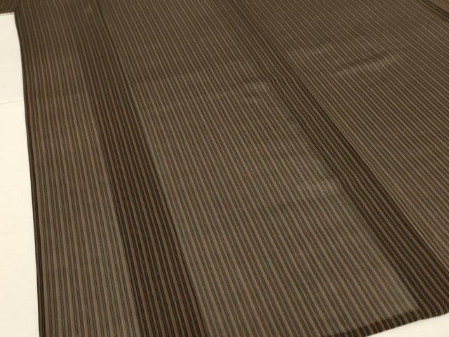 平和屋着物*夏物 本場黄八丈 夏黄八 黒黄八 紗紬 縞 正絹 逸品 AABN2268jd