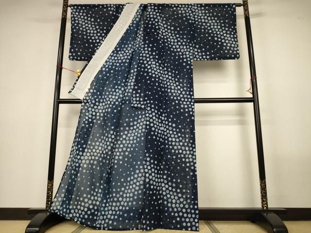 平和屋着物*夏物 小紋 紗 草花丸文 洗える着物 AABN2391jd