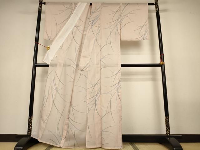 平和屋着物*夏物 小紋 絽 草葉文 洗える着物 AABN2396jd