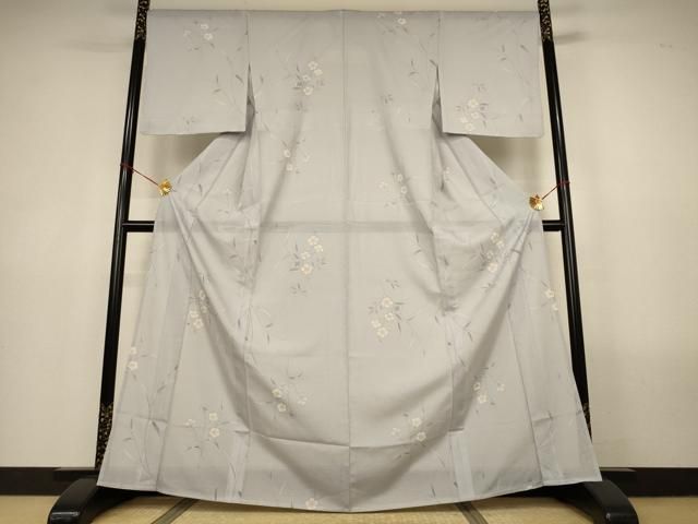 平和屋着物*夏物 小紋 絽 草花文 洗える着物 AABN2399jd