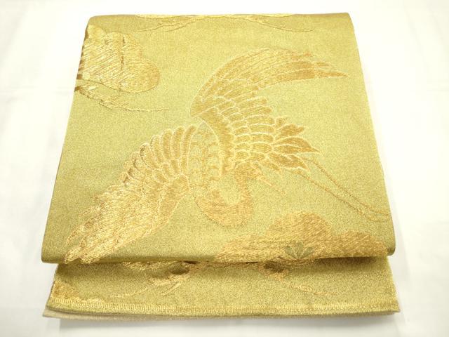 平和屋着物◎六通柄袋帯 飛鶴松文 金糸 正絹 逸品 AABN2426ps