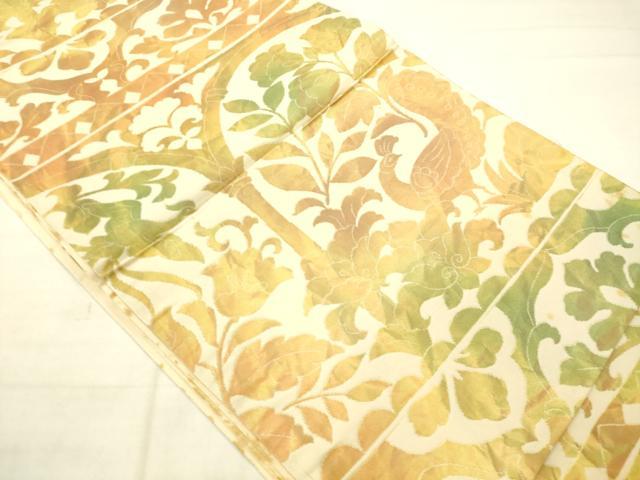 平和屋着物◎六通柄袋帯 花鳥文 金糸 正絹 逸品 AABN2458ps