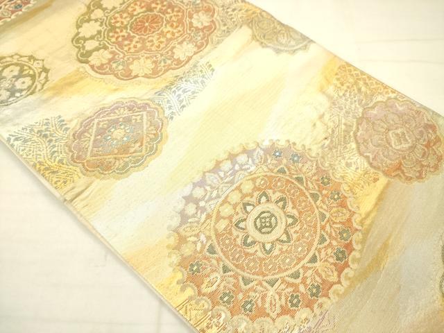 平和屋着物◎六通柄袋帯 花丸文 金銀糸 正絹 逸品 AABN2467ps