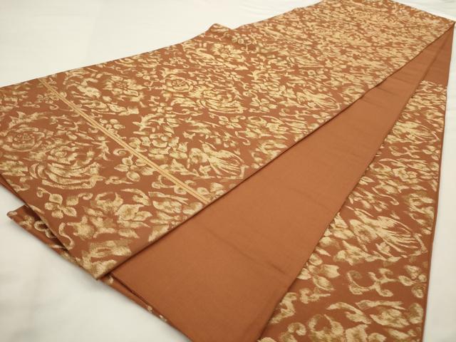 平和屋着物◎六通柄 本袋帯 花唐草文 金糸 正絹 逸品 AABN2483ps