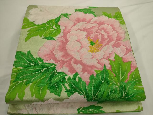 平和屋着物◎六通柄袋帯 草花文 金糸 正絹 逸品 AABN2520ps