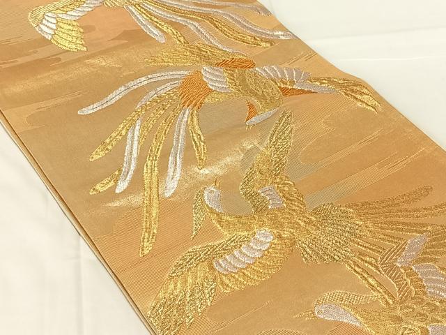 平和屋着物◎六通柄袋帯 鳳凰 金銀糸 正絹 逸品 AABN2521dk