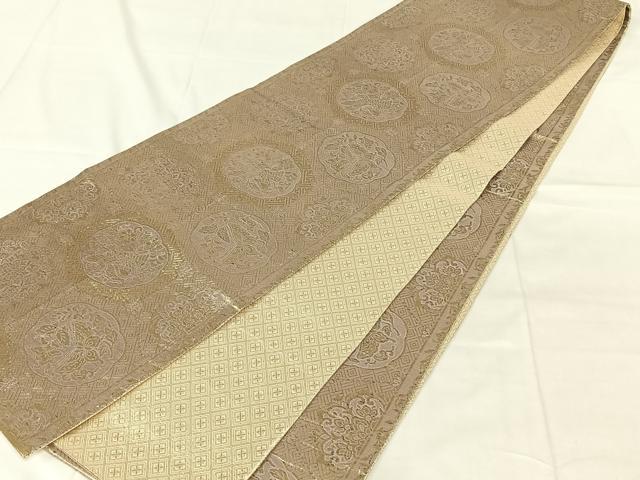 平和屋着物◎佐賀錦 全通柄袋帯 花鳥文 舞蝶 金糸 正絹 逸品 AABN2526dk