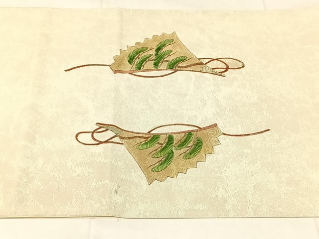 平和屋着物◎太鼓柄袋帯 作家物 翁 銀糸 正絹 逸品 AABN2544dk
