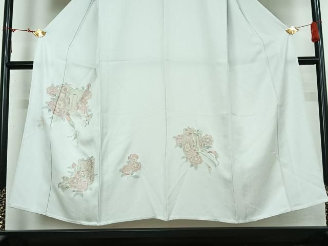 平和屋着物▽中国三大刺繍 スワトウ刺繍 汕頭刺繍 相良刺繍 総刺繍 訪問着 単衣 御所車花文 正絹 逸品 AABN2676jh