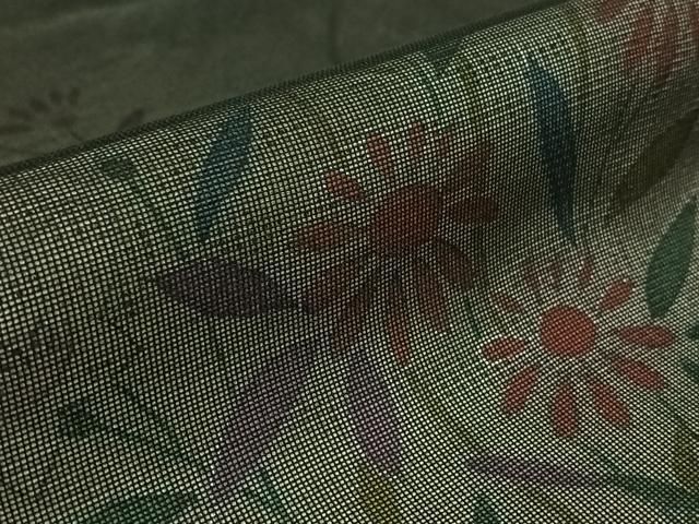 平和屋着物▽訪問着 無双 紗袷 紗×絽 草花文 黒地 銀彩 正絹 逸品 AABN2679jh